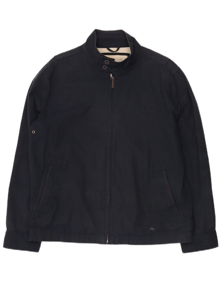 MUSTO Mens Bomber Jacket UK 40 Large Navy Blue Cotton