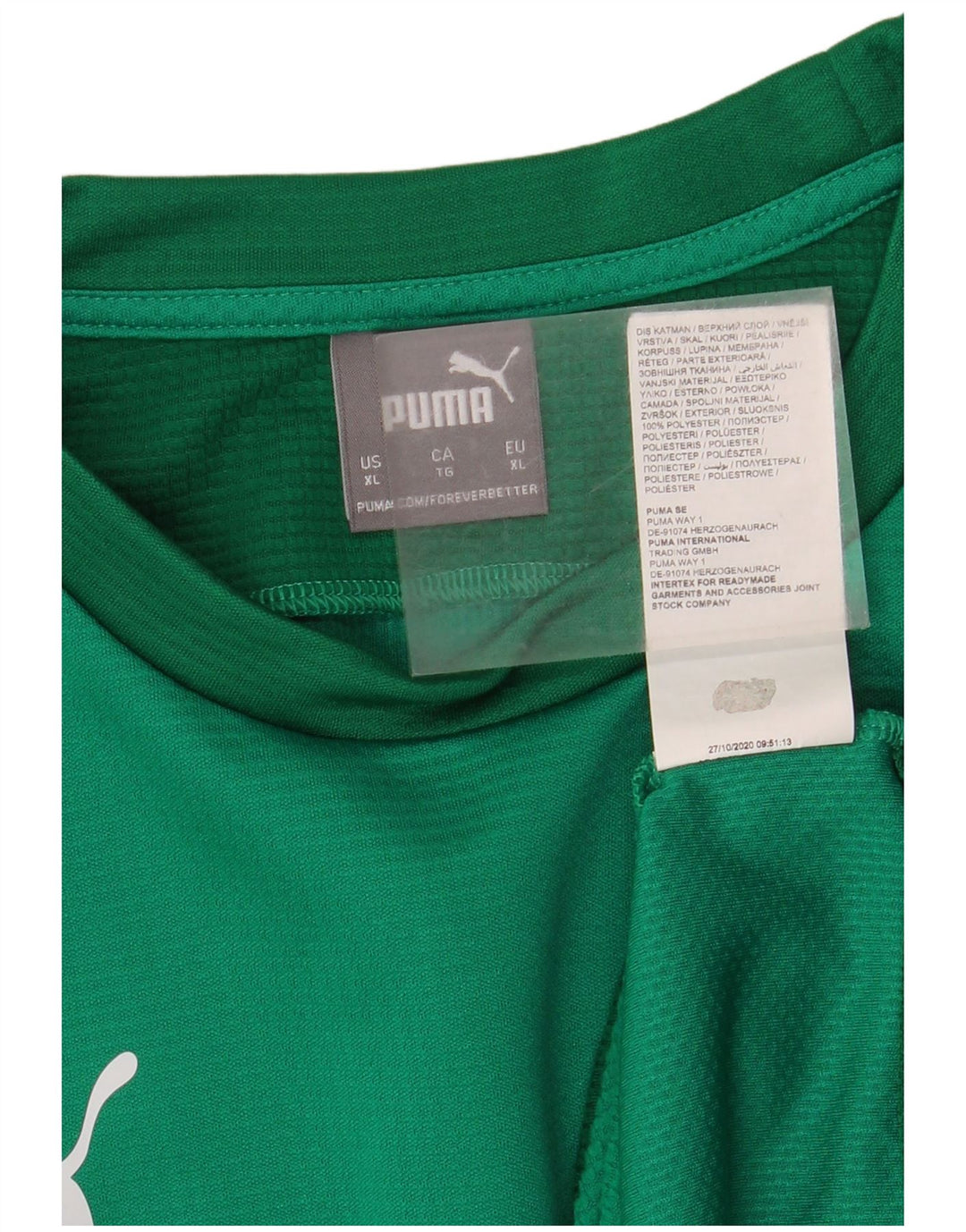 Puma Mens Top Long Sleeve XL Green Colourblock Polyester