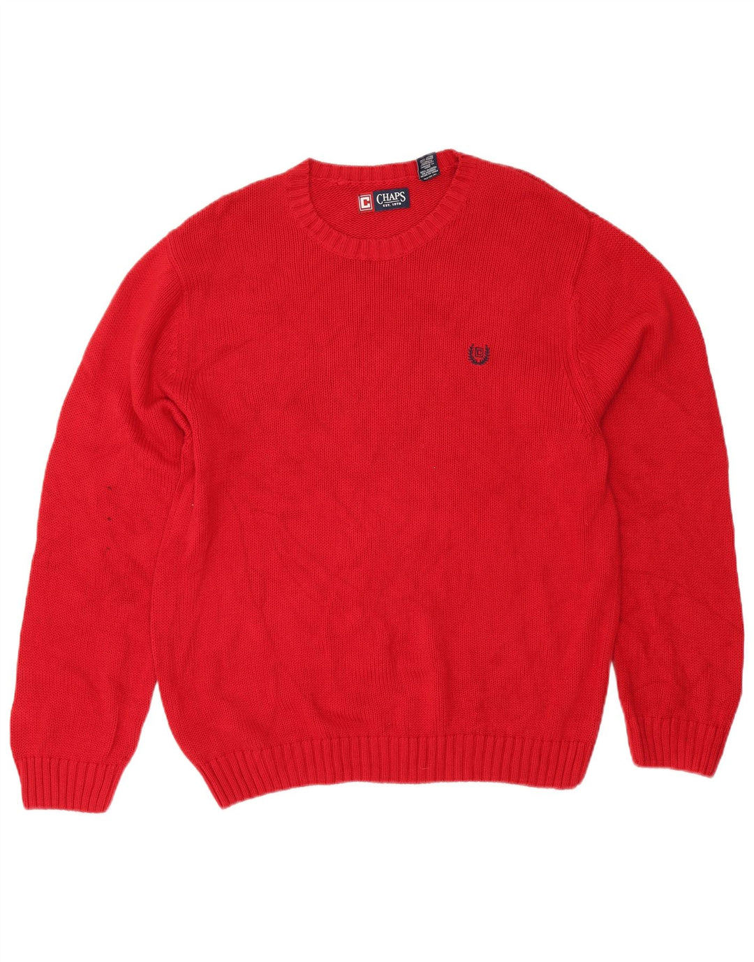 Chaps Mens Crew Neck Jumper Sweater Large Red Cotton