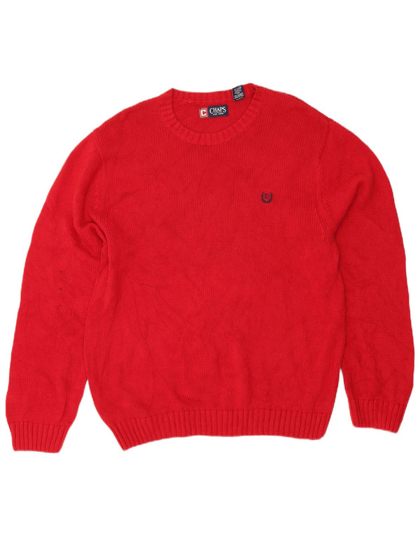 Chaps Mens Crew Neck Jumper Sweater Large Red Cotton