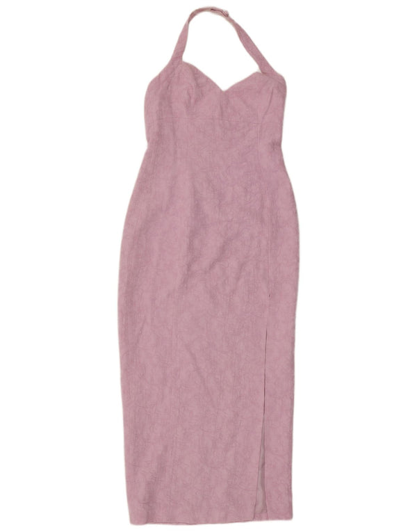 Karen Millen Womens Halter Dress UK 12 Medium Pink Floral Viscose