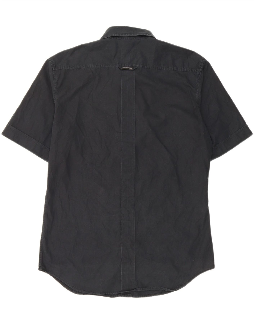 Iceberg Mens Slim Fit Short Sleeve Shirt Large Black Cotton