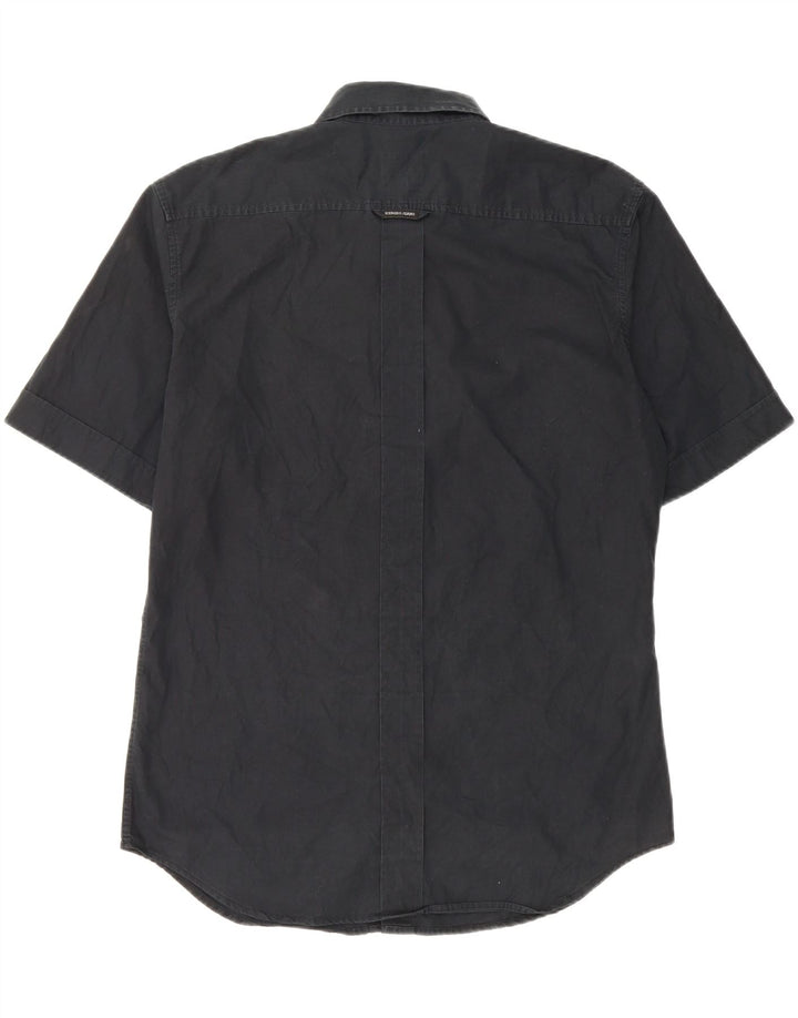 Iceberg Mens Slim Fit Short Sleeve Shirt Large Black Cotton