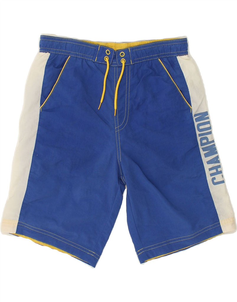 CHAMPION Boys Graphic Swimming Shorts 9-10 Years Medium Blue | Vintage Champion | Thrift | Second-Hand Champion | Used Clothing | Messina Hembry 