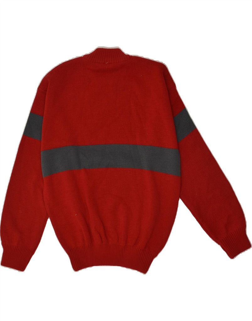 VINTAGE Mens Turtle Neck Jumper Sweater Small Red Colourblock Wool | Vintage Vintage | Thrift | Second-Hand Vintage | Used Clothing | Messina Hembry 