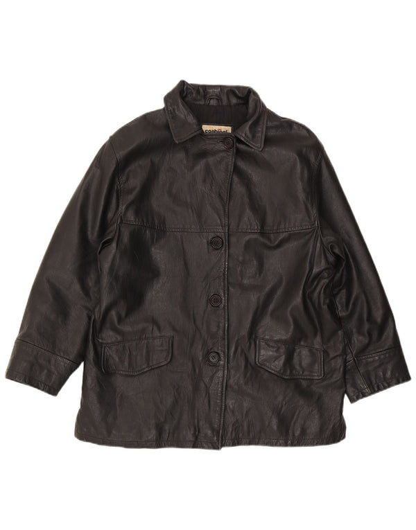 Conbipel Womens Oversized Leather Jacket IT 44 Medium Black Leather