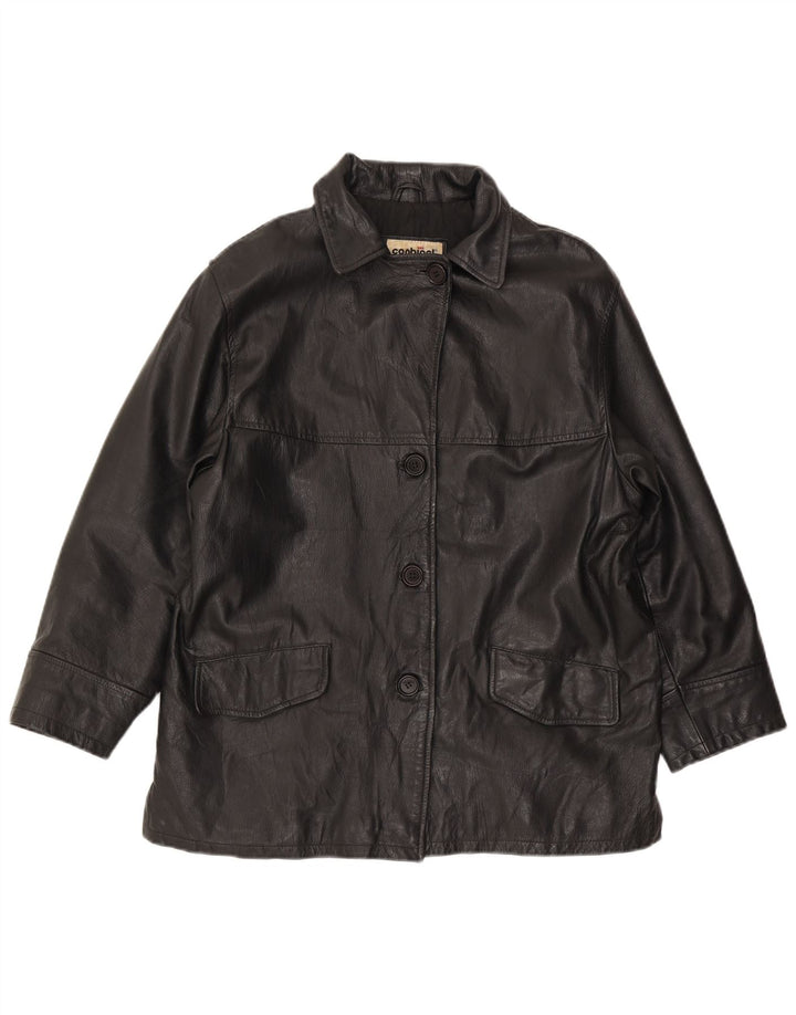 Conbipel Womens Oversized Leather Jacket IT 44 Medium Black Leather