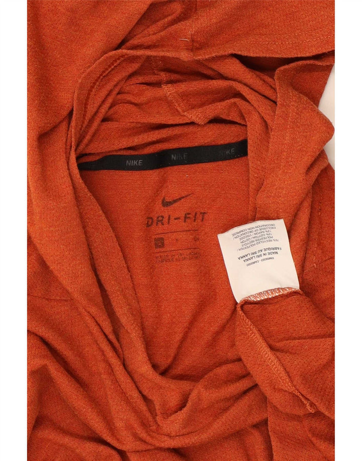 Nike Mens Hooded Top Long Sleeve Small Orange Polyester