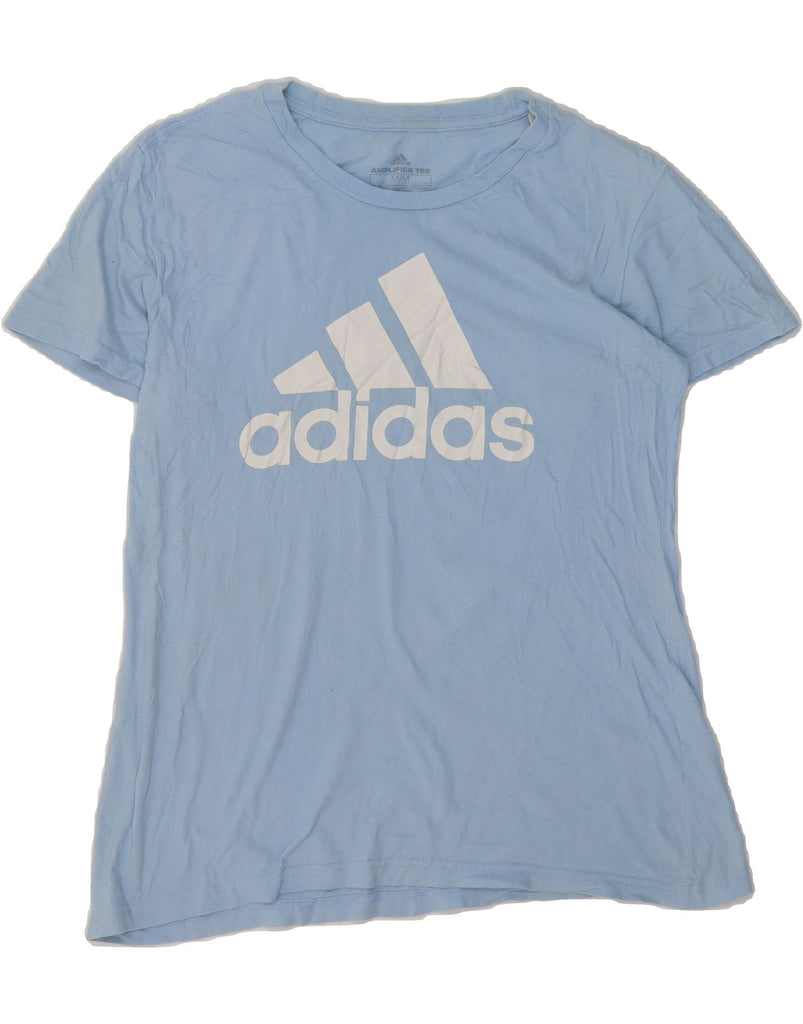 ADIDAS Womens Graphic T-Shirt Top UK 12 Medium Blue Cotton Vintage Adidas and Second-Hand Adidas from Messina Hembry 