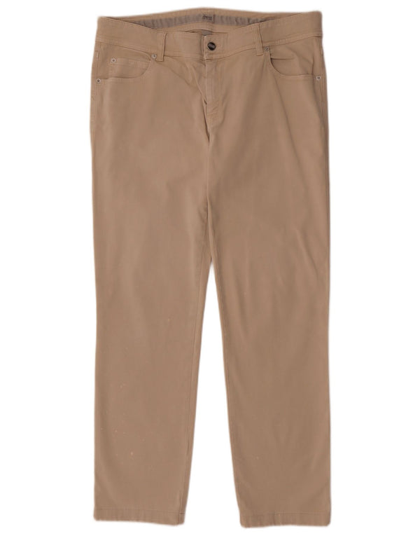 Armani Collezioni Mens Straight Casual Trousers W32 L28 Beige Cotton