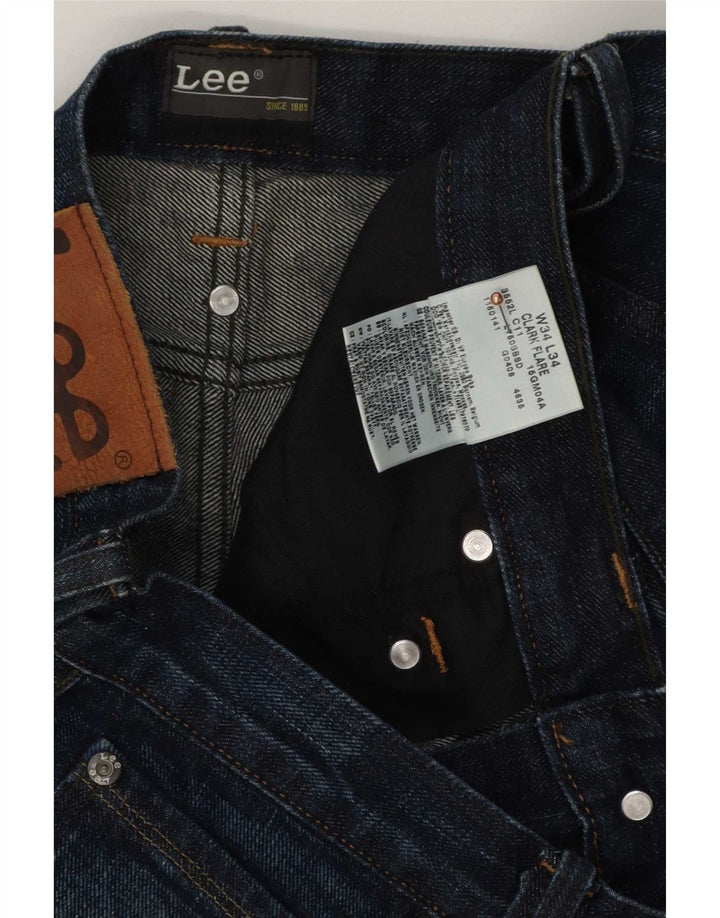 Lee Mens Clark Flared Jeans W34 L31 Navy Blue Cotton