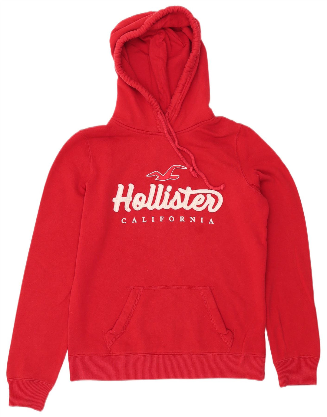 HOLLISTER Womens Graphic Hoodie Jumper UK 10 Small Red Cotton