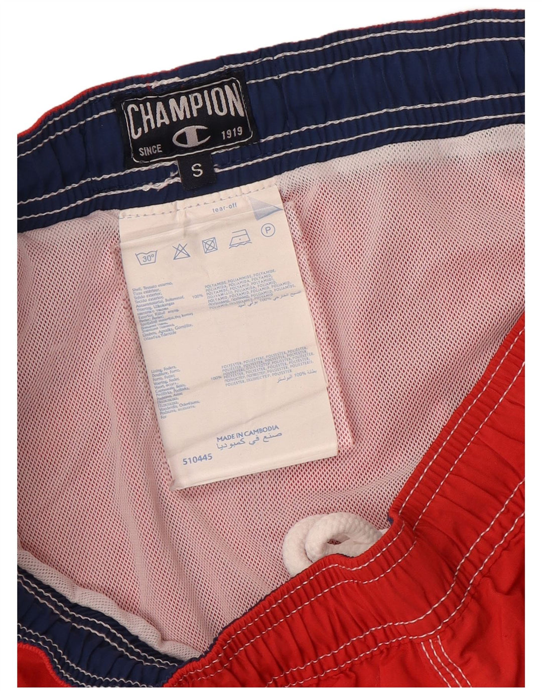 Champion Mens Swimming Shorts Small  Red Polyamide