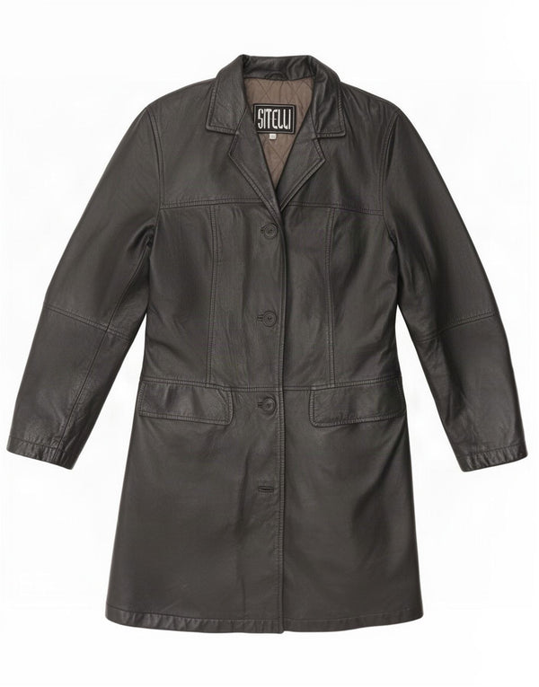 Sitelli Womens Leather Coat IT 42 Medium Black