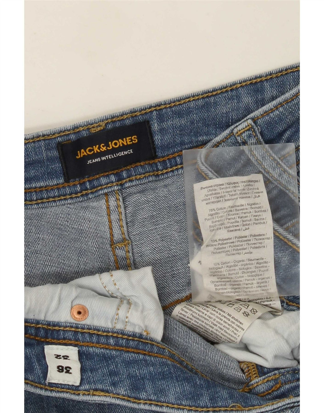 Jack & Jones Mens Distressed Slim Jeans W36 L32 Blue Cotton