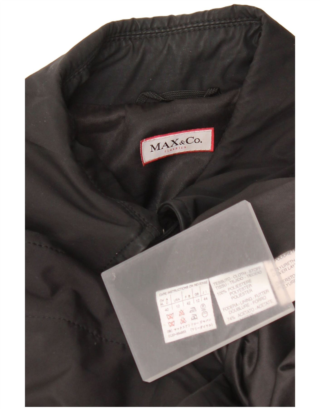 Max & Co. Womens Trench Coat UK 12 Medium Black Polyester