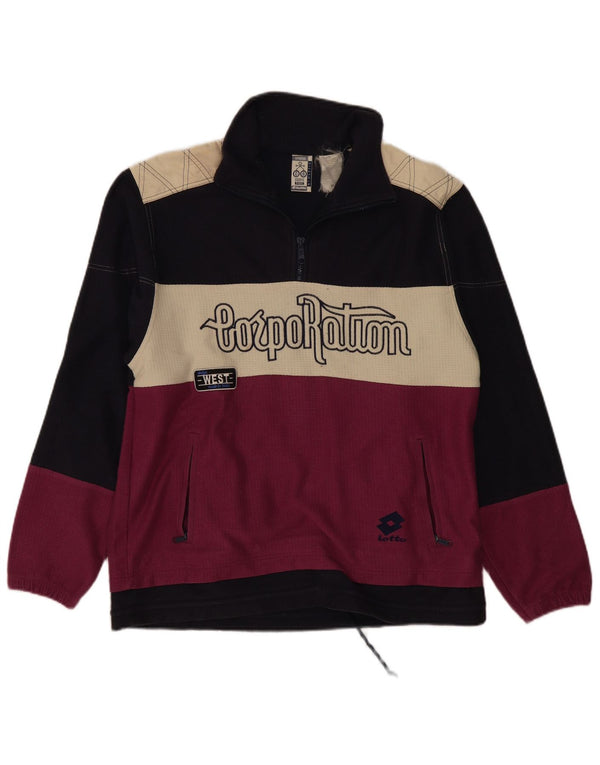 Lotto Mens Graphic Zip Neck Sweatshirt Jumper Medium Navy Blue Colourblock