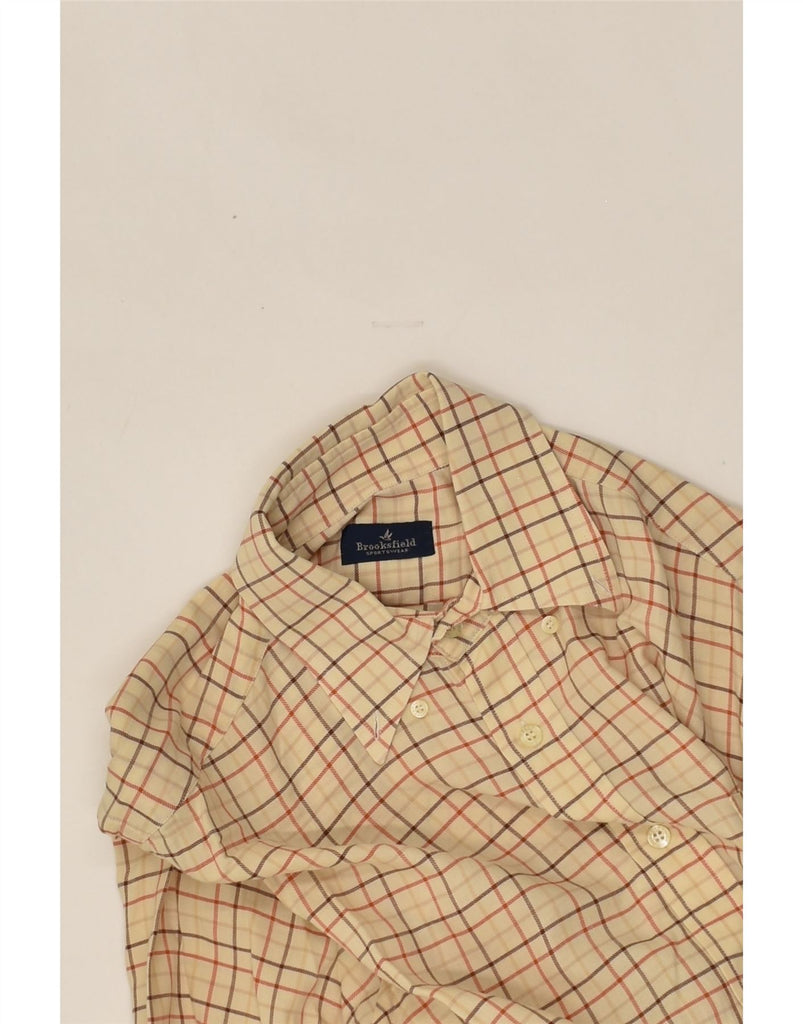 BROOKSFIELD Mens Shirt Size 40 Medium Beige Check | Vintage Brooksfield | Thrift | Second-Hand Brooksfield | Used Clothing | Messina Hembry 