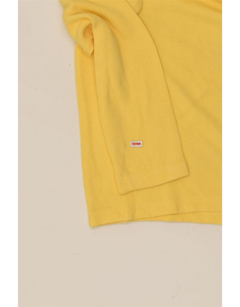VINTAGE Womens Shawl Neck Jumper Sweater UK 14 Medium Yellow Cotton | Vintage Vintage | Thrift | Second-Hand Vintage | Used Clothing | Messina Hembry 