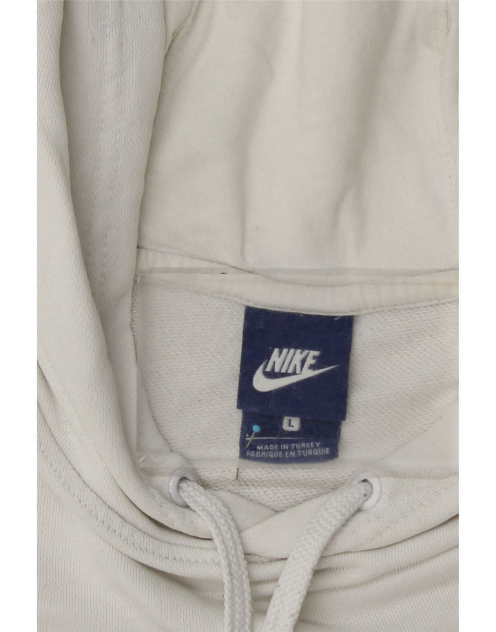 NIKE Mens Graphic Hoodie Jumper Large White Cotton