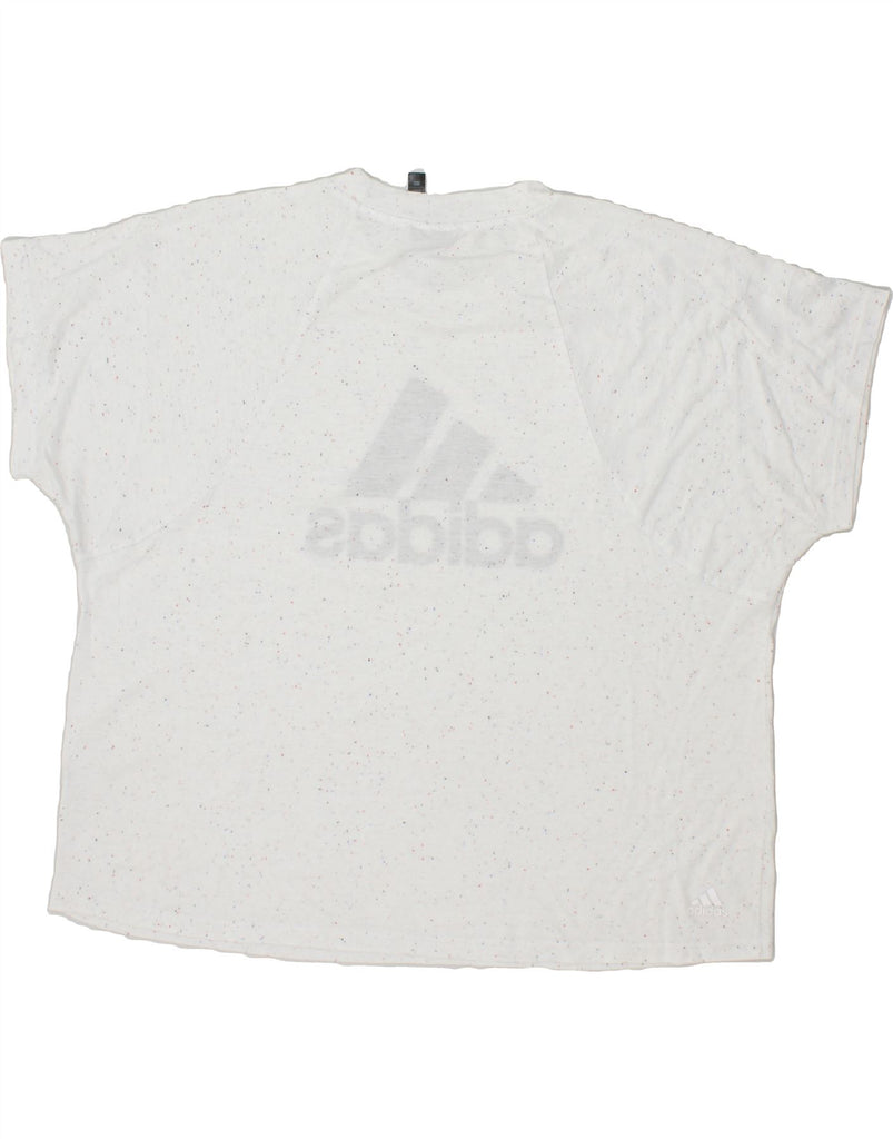 ADIDAS Womens Graphic T-Shirt Top UK 28/30 3XL White Flecked | Vintage Adidas | Thrift | Second-Hand Adidas | Used Clothing | Messina Hembry 