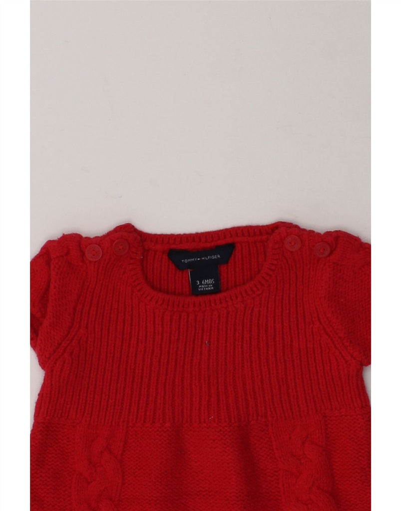 TOMMY HILFIGER Baby Girls Jumper Dress 3-6 Months Red Cotton | Vintage Tommy Hilfiger | Thrift | Second-Hand Tommy Hilfiger | Used Clothing | Messina Hembry 