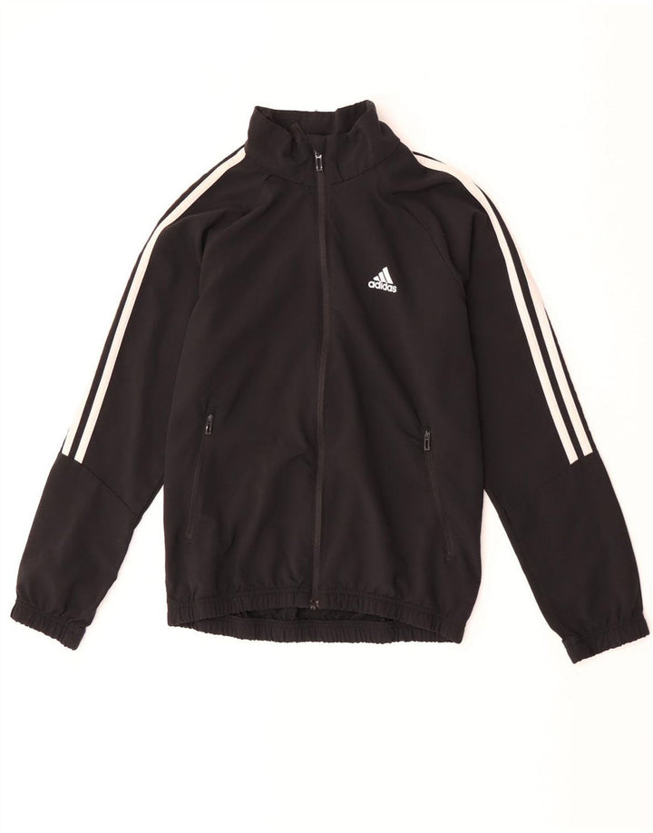 Adidas Boys Aeroready Tracksuit Top Jacket 11-12 Years Black Polyester
