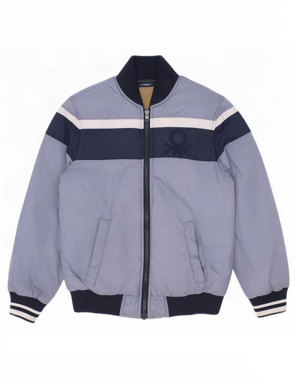 Benetton Boys Graphic Padded Jacket 7-8 Years Medium Blue Colourblock
