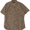 Eddie Bauer Mens Abstract Pattern Classic Fit Shirt Large Beige Cotton