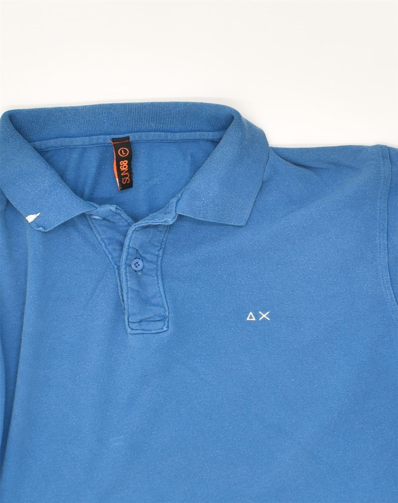 SUN68 Mens Polo Shirt Large Blue Cotton | Vintage Sun68 | Thrift | Second-Hand Sun68 | Used Clothing | Messina Hembry 