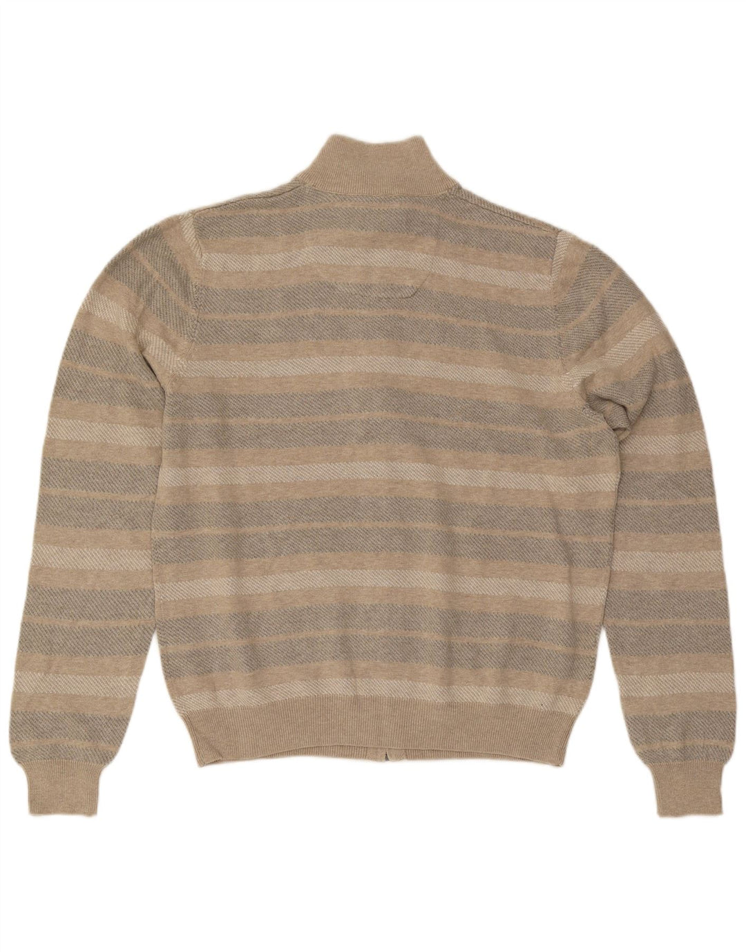 Marks & Spencer Mens Regular Fit Cardigan Sweater Medium Beige Striped