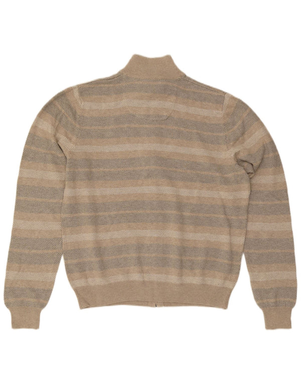 Marks & Spencer Mens Regular Fit Cardigan Sweater Medium Beige Striped