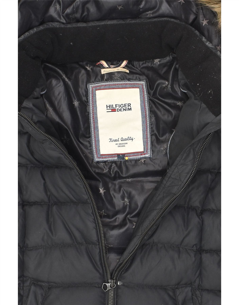 TOMMY HILFIGER Mens Hooded Padded Jacket UK 40 Large Black Polyamide | Vintage Tommy Hilfiger | Thrift | Second-Hand Tommy Hilfiger | Used Clothing | Messina Hembry 