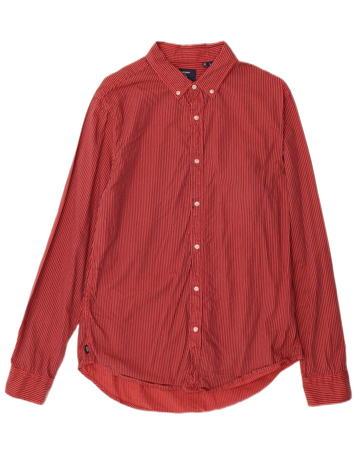 SUPERDRY Mens Shirt Large Red Pinstripe