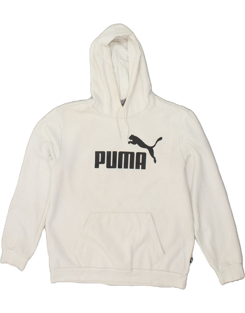 PUMA Mens Graphic Hoodie Jumper Large White Cotton | Vintage Puma | Thrift | Second-Hand Puma | Used Clothing | Messina Hembry 