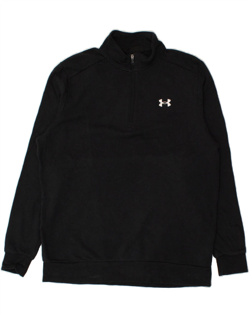 UNDER ARMOUR Mens Zip Neck Sweatshirt Jumper Large Black Cotton | Vintage Under Armour | Thrift | Second-Hand Under Armour | Used Clothing | Messina Hembry 