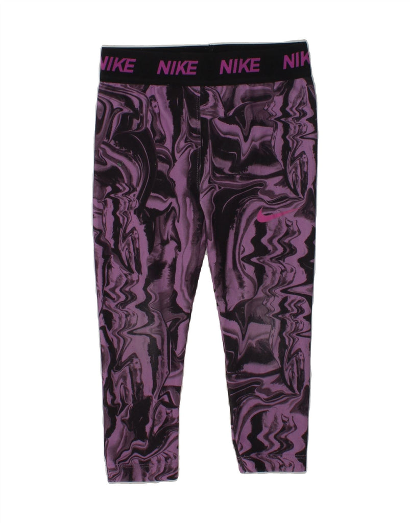 NIKE Girls Dri Fit Abstract Pattern Leggings 2-3 Years Purple Polyester | Vintage Nike | Thrift | Second-Hand Nike | Used Clothing | Messina Hembry 