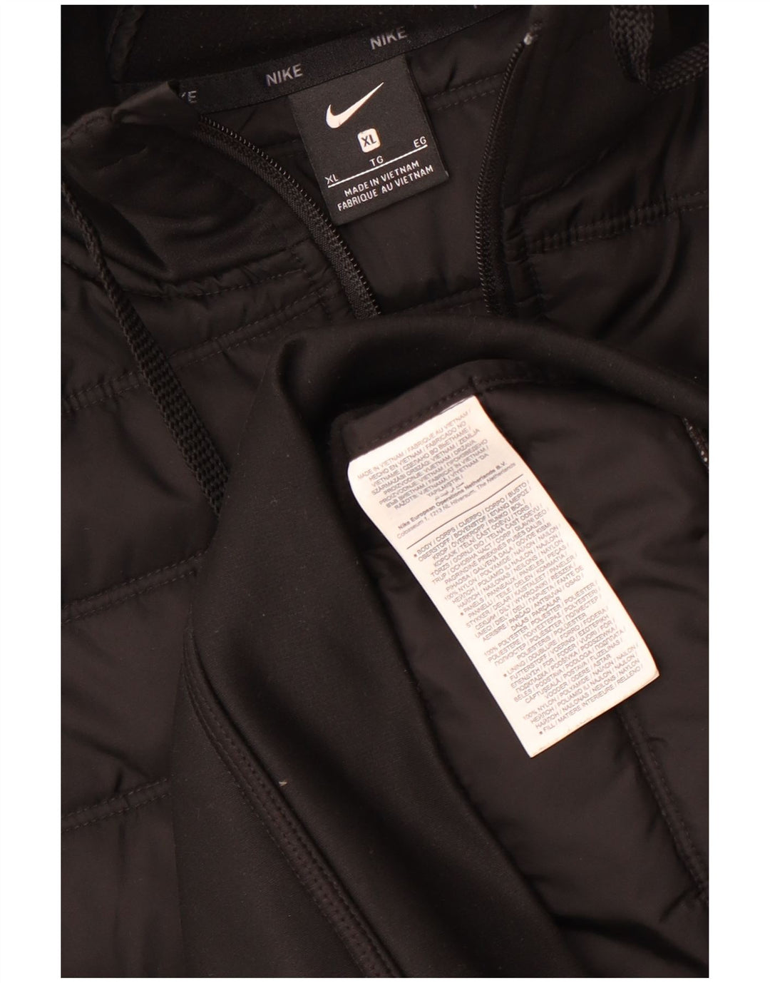 Nike Mens Hooded Padded Jacket UK 42 XL Black Nylon
