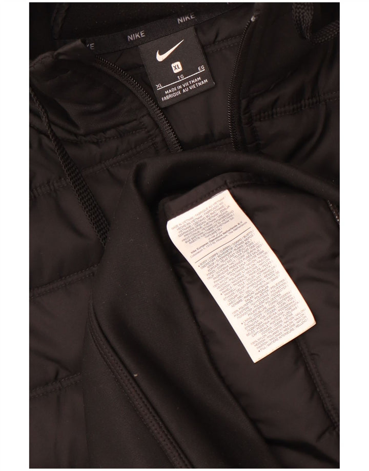 Nike Mens Hooded Padded Jacket UK 42 XL Black Nylon