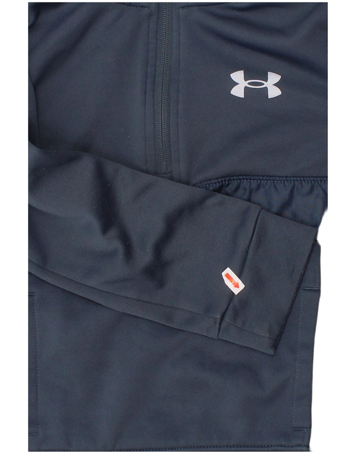 UNDER ARMOUR Boys Zip Neck Sweatshirt Jumper 5-6 Years Navy Blue Polyester