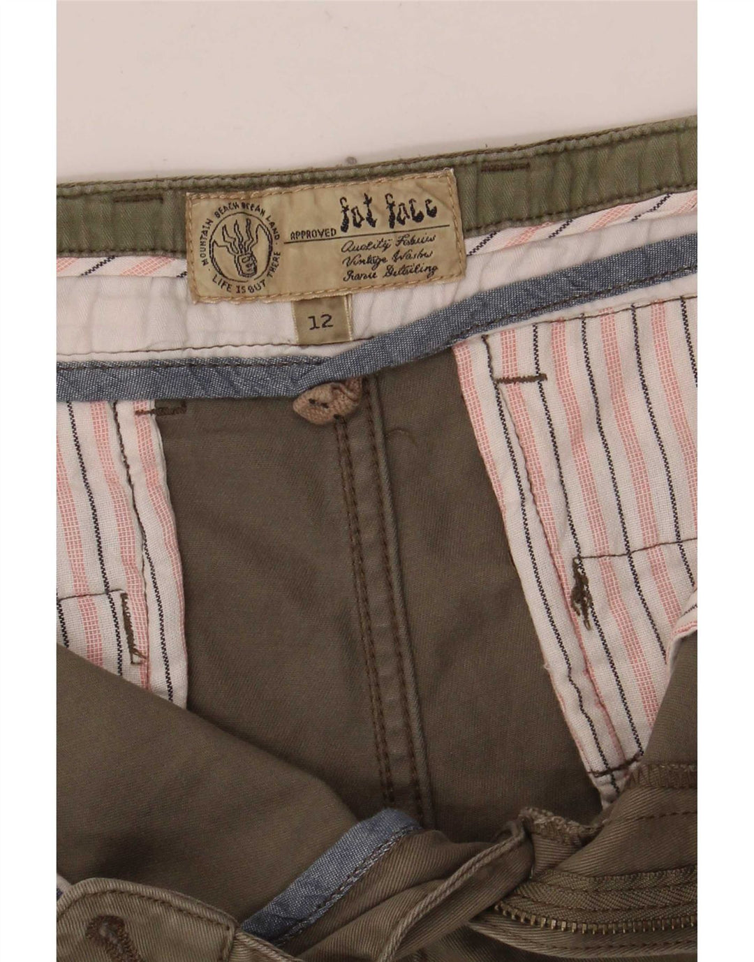 Fat Face Womens Chino Shorts UK 12 Medium W34 Khaki Cotton
