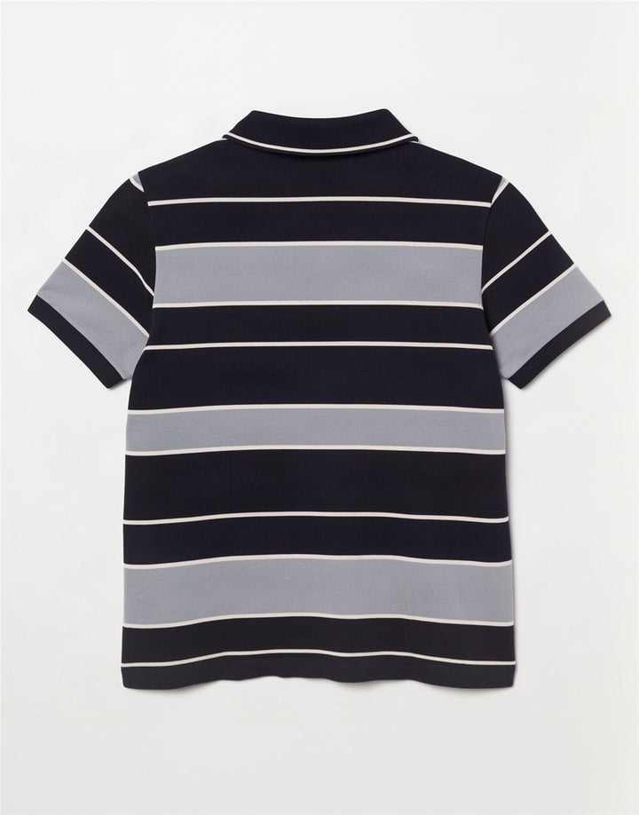 Lacoste Mens Polo Shirt Size 5 Large Navy Blue Striped Cotton
