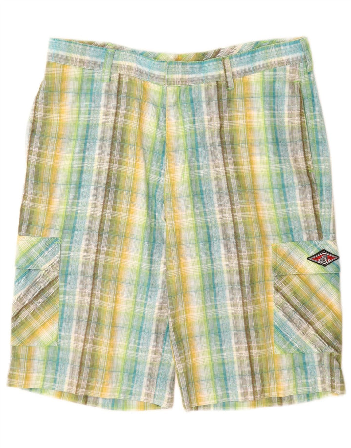 Bear Mens Cargo Shorts W32 Medium Multicoloured Check Cotton