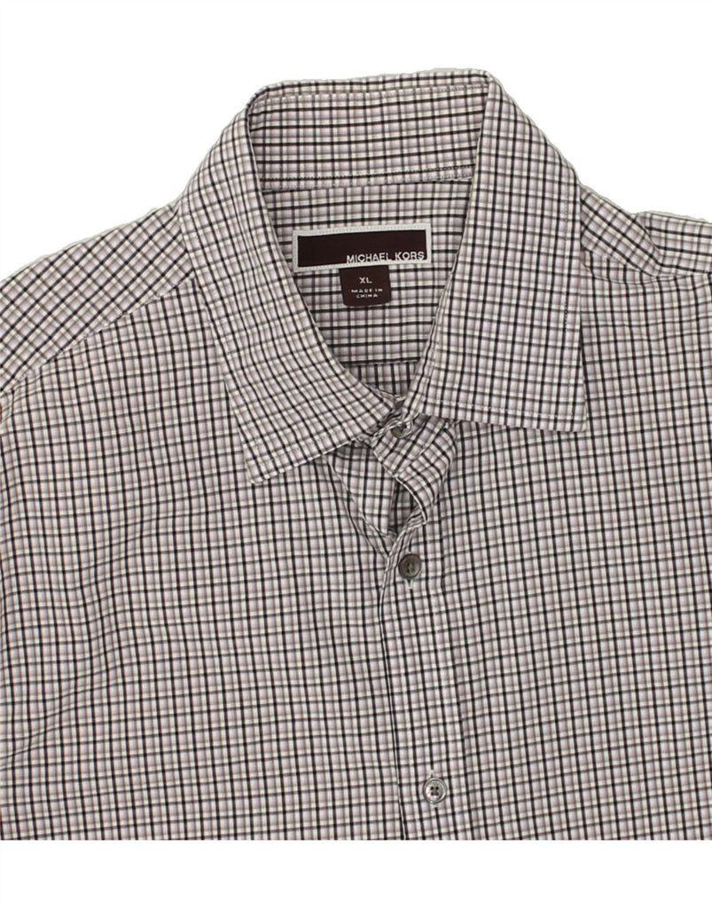MICHAEL KORS Mens Shirt XL Grey Check Cotton | Vintage Michael Kors | Thrift | Second-Hand Michael Kors | Used Clothing | Messina Hembry 