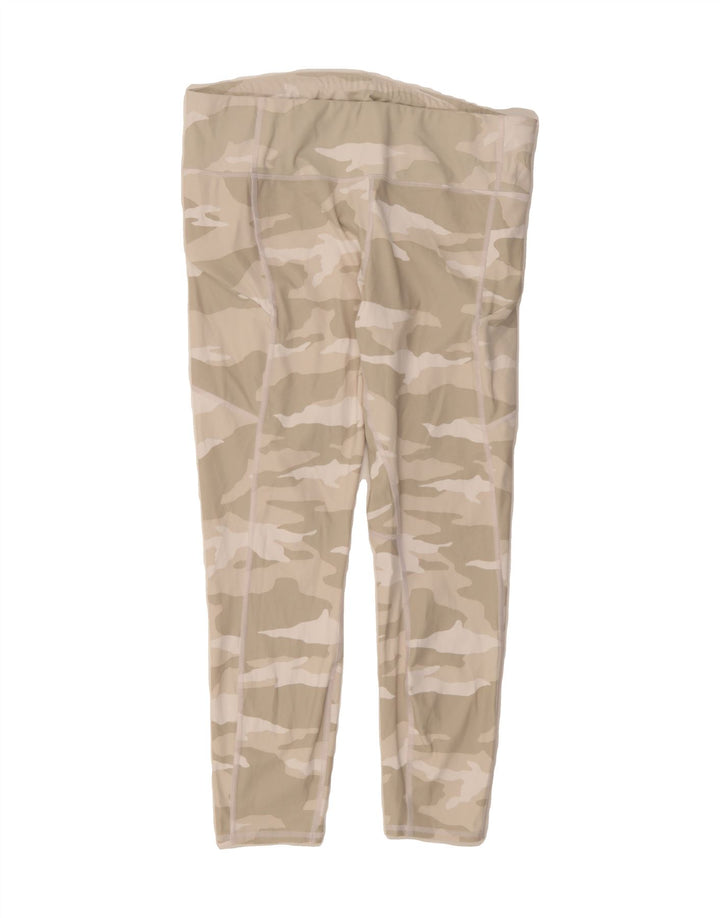 ATHLETA Womens Capri Leggings UK 16 Large Beige Camouflage Polyester Vintage Athleta and Second-Hand Athleta from Messina Hembry 