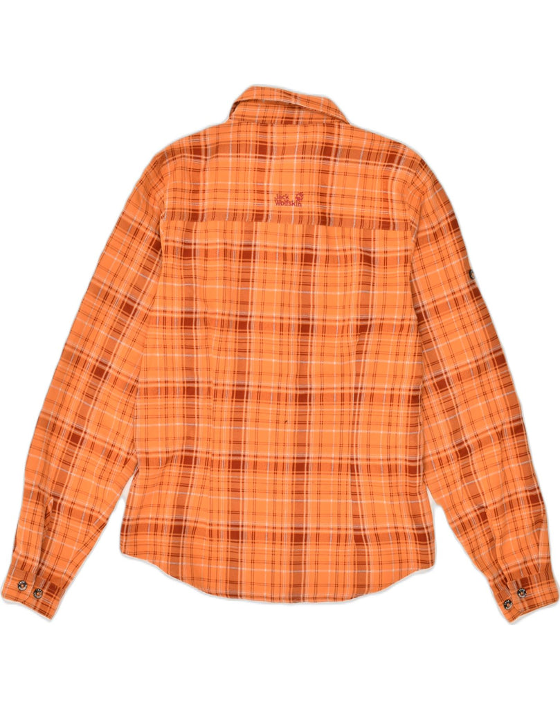 JACK WOLFSKIN Womens Shirt UK 10 Small Orange Check Cotton | Vintage Jack Wolfskin | Thrift | Second-Hand Jack Wolfskin | Used Clothing | Messina Hembry 