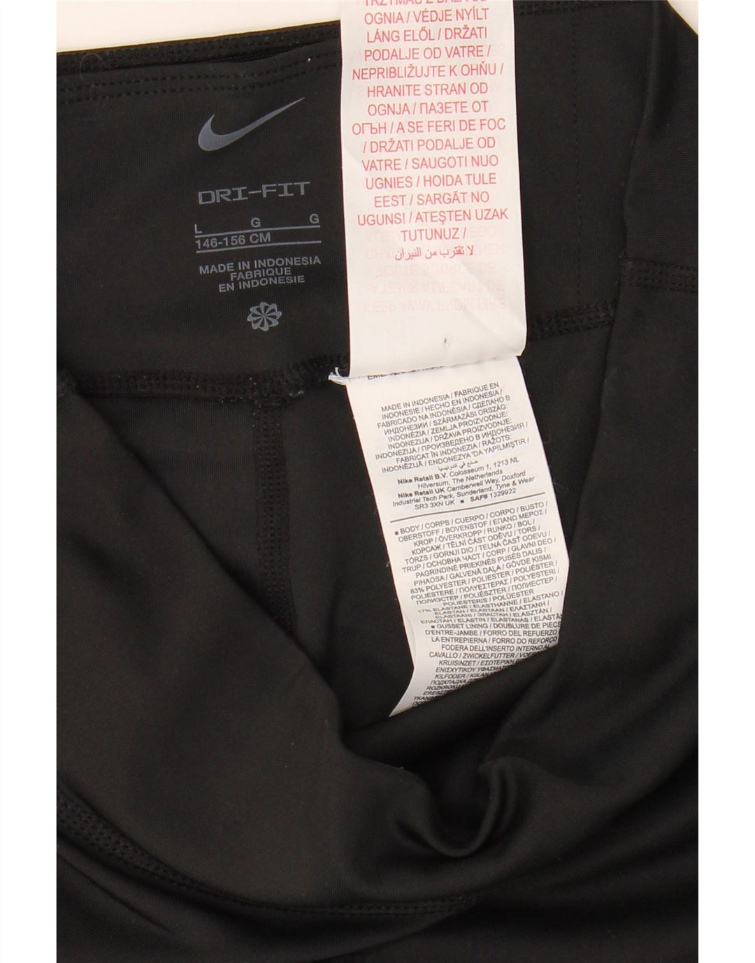 NIKE Girls Dri Fit Leggings 12-13 Years Large Black Polyester