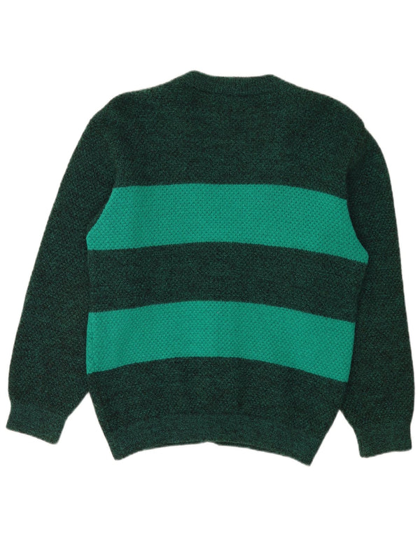 Gomena Womens Cardigan Sweater UK 14 Large Green Striped New Wool
