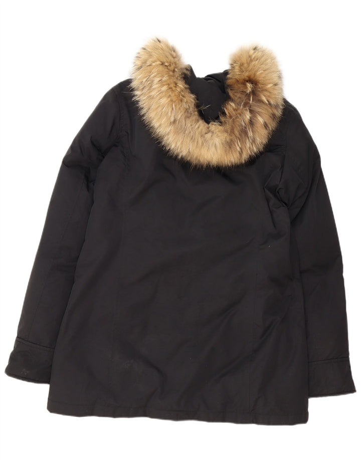WOOLRICH Womens Hooded Padded Coat UK 16 Large Black Polyester
