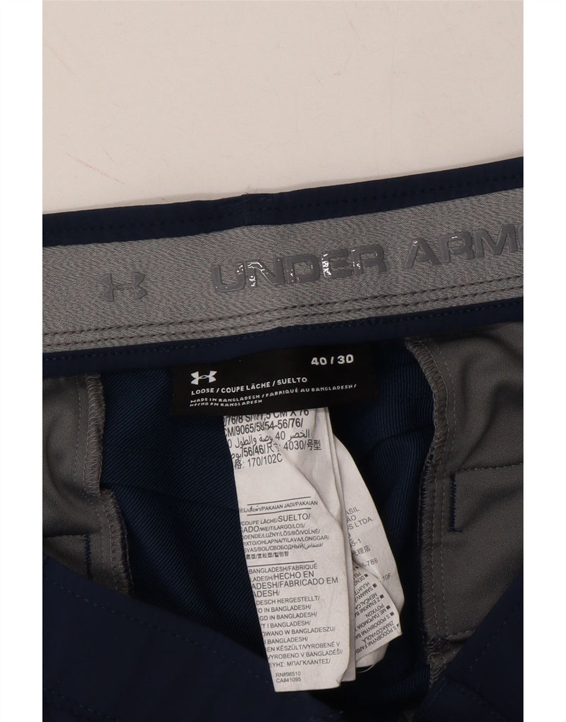 UNDER ARMOUR Mens Slim Chino Trousers W40 L30 Blue Polyester Vintage Under Armour and Second-Hand Under Armour from Messina Hembry 